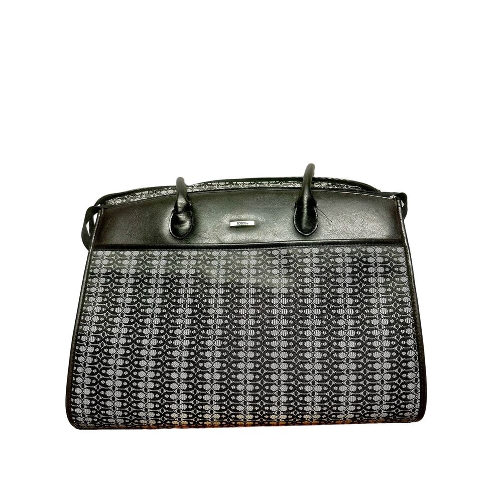 Black leather monogram handbag tote